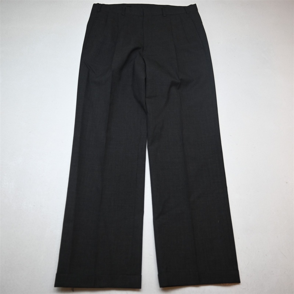 Vtg Norman Hilton 32x32 Gray Wool Pleated Cuffed Baggy Dress Mens Pants